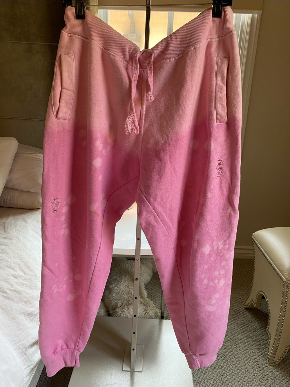La Detresse Womens Pink Tie-Dye Jogger Sweatpants